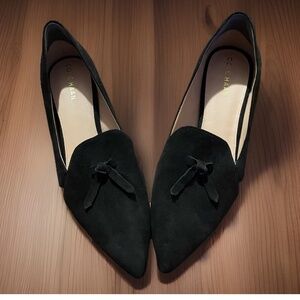 Cole Haan Women’s Black Suede Viola Skimmer Size 9B Classic Loafers Bow Classy